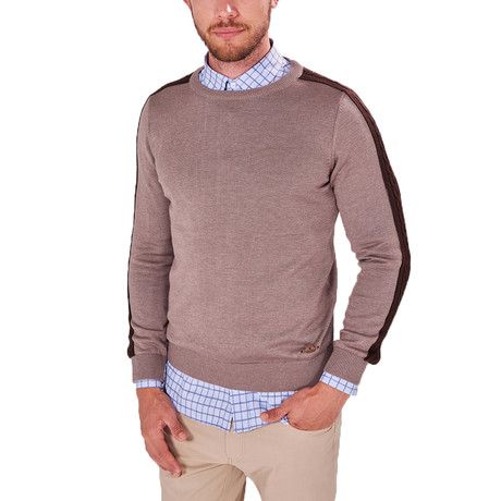 Patterned Striped Sleeve Sweater // Latte (S)