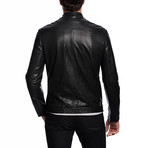 Perforated Leather Bomber Jacket // Black (S)