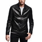 Perforated Leather Bomber Jacket // Black (S)