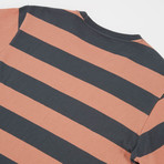 Broadcast Short Sleeve Pocket Shirt // Hazy Rose + Blue Stripe (S)