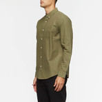 Uncle Long Sleeve Oxford Button Down Shirt // Olive Green (L)
