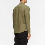 Uncle Long Sleeve Oxford Button Down Shirt // Olive Green (L)