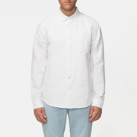 Uncle Long Sleeve Oxford Button Down Shirt // White (S)