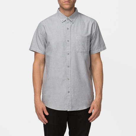 Uncle Short Sleeve Oxford Button Down Shirt // Charcoal (S)