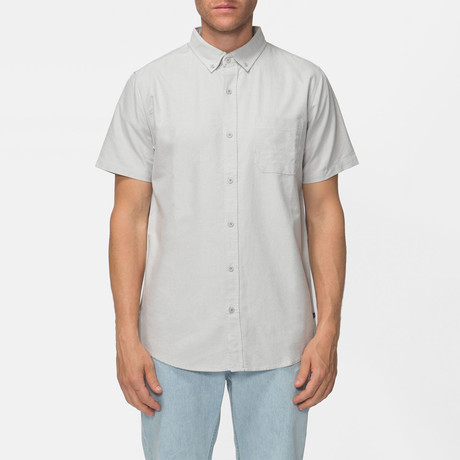 Uncle Short Sleeve Oxford Button Down Shirt // Light Gray (S)