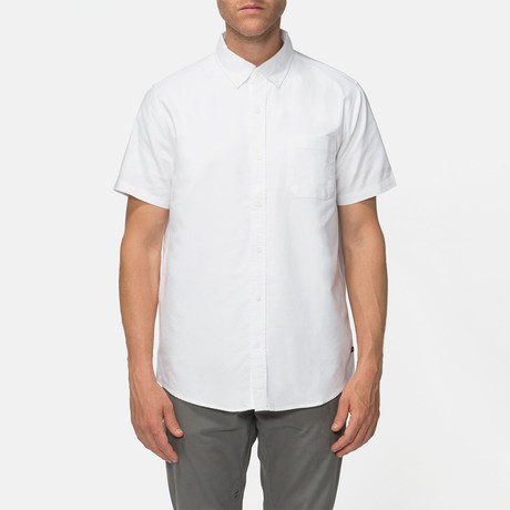 Uncle Short Sleeve Oxford Button Down Shirt // White (S)