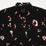 Porter Short Sleeve Printed Button Up Shirt // Black Oil (S)