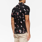 Porter Short Sleeve Printed Button Up Shirt // Black Oil (S)