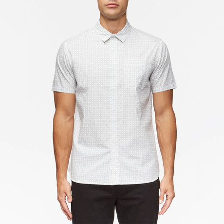 Porter Short Sleeve Printed Button Up Shirt // White Parker (S)