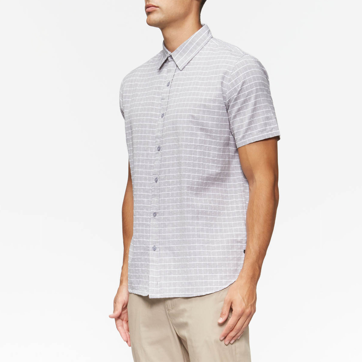 Wesley Short Sleeve Button Up Shirt // Light Gray Stripe (S) - Tavik ...