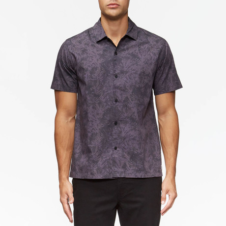 Villa Palms Short Sleeve Button Up Shirt // Faded Purple Palms (S)