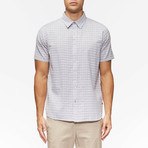 Wesley Short Sleeve Button Up Shirt // Light Gray Stripe (S)