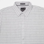 Wesley Short Sleeve Button Up Shirt // Light Gray Stripe (S)