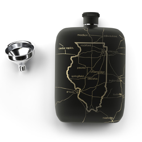 Illinois State Flask // Matte Black