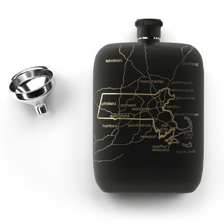 Massachusetts State Flask // Matte Black
