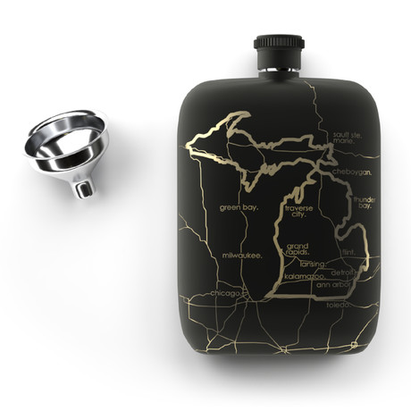 Michigan State Flask // Matte Black