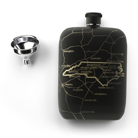 North Carolina State Flask // Matte Black
