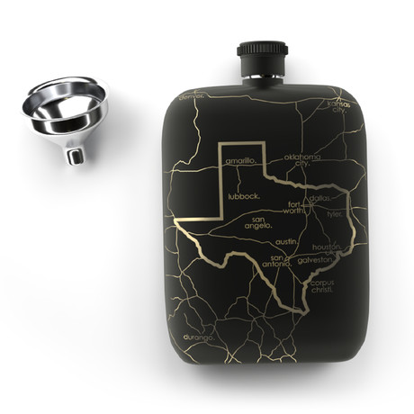 Texas State Flask // Matte Black