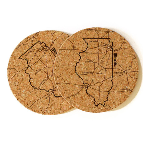 Illinois // Cork Coaster // Set of 4