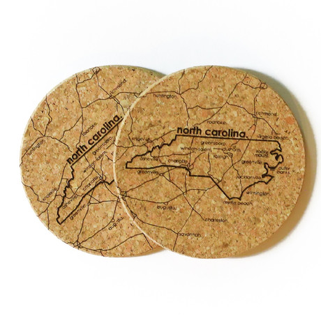 North Carolina // Cork Coaster // Set of 4