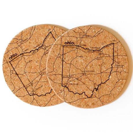 Ohio // Cork Coaster // Set of 4