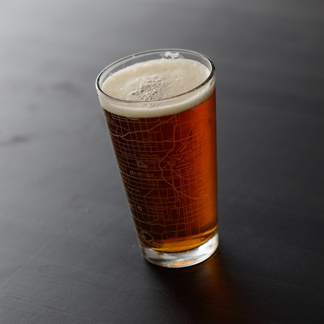 Denver City Map Pint Glass // Set of 2