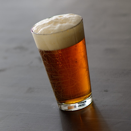 Houston City Map Pint Glass // Set of 2