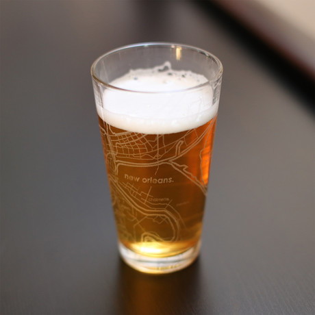 New Orleans City Map Pint Glass // Set of 2