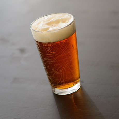 Detroit City Map Pint Glass // Set of 2