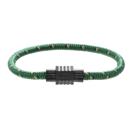 IP Green Corded Geometric Rondelle Bracelet // Black