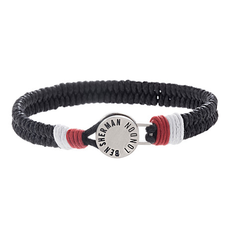 Woven Cord Bracelet // Black + White + Red