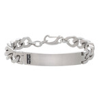 Polished ID Plate Curb Chain Link Bracelet // Silver Tone