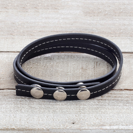 Leather Wrap Around Bracelet // Black