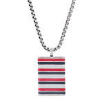 Stripe Pendant On Rolo Box Chain Necklace // Red + Gray + White