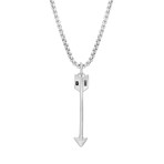 Arrow Charm Box Chain Necklace in Stainless Steel // Silver Tone