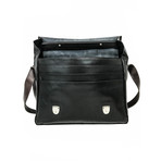 Coarse Leather Messenger Bag // Black + Antique Brown