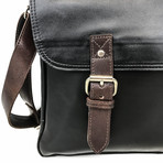 Coarse Leather Messenger Bag // Black + Antique Brown