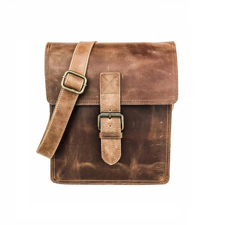 Full Grain Leather Messenger Bag // Small // Distressed