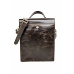 Compact Distressed Leather Briefcase 2.0 Long // Dark Brown