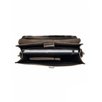 Compact Distressed Leather Briefcase 2.0 Long // Dark Brown