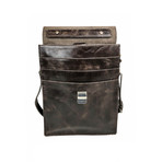 Compact Distressed Leather Briefcase 2.0 Long // Dark Brown