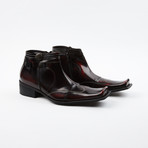 High Fashion Wing Style Leather Boots // Burgundy (US: 6.5)