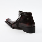 High Fashion Wing Style Leather Boots // Burgundy (US: 10)