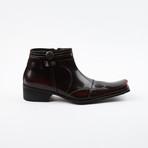 High Fashion Wing Style Leather Boots // Burgundy (US: 7)
