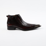 Leather Boots With Metal Toe // Burgundy (US: 6.5)