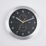 Aluminum Weather Station Wall Clock (Black)