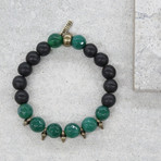 Faceted Marble Beaded Stretch Bracelet // Black Agate