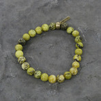 Elastic Beaded Bracelet // Brass + Yellow Turquoise