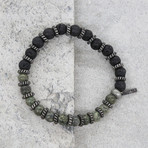 Two-Tone Elastic Beaded Bracelet // Silver Ox