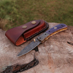 Handmade Damascus Liner Lock Folding Knife // 2681